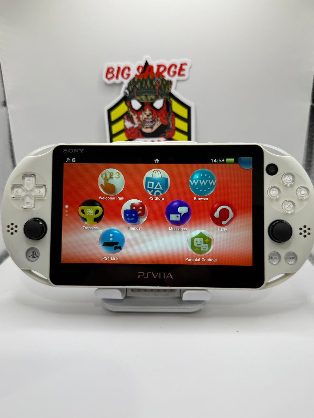 Alpine White Sony PS Vita PCH-2000 128GB micro sd card. Region Free Handheld Console